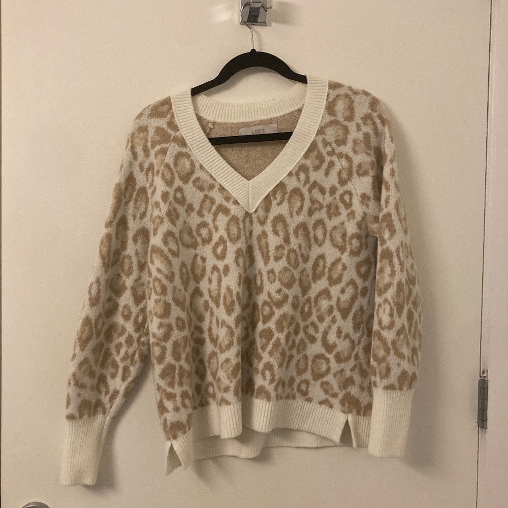Leopard V-Neck Sweater, NWOT